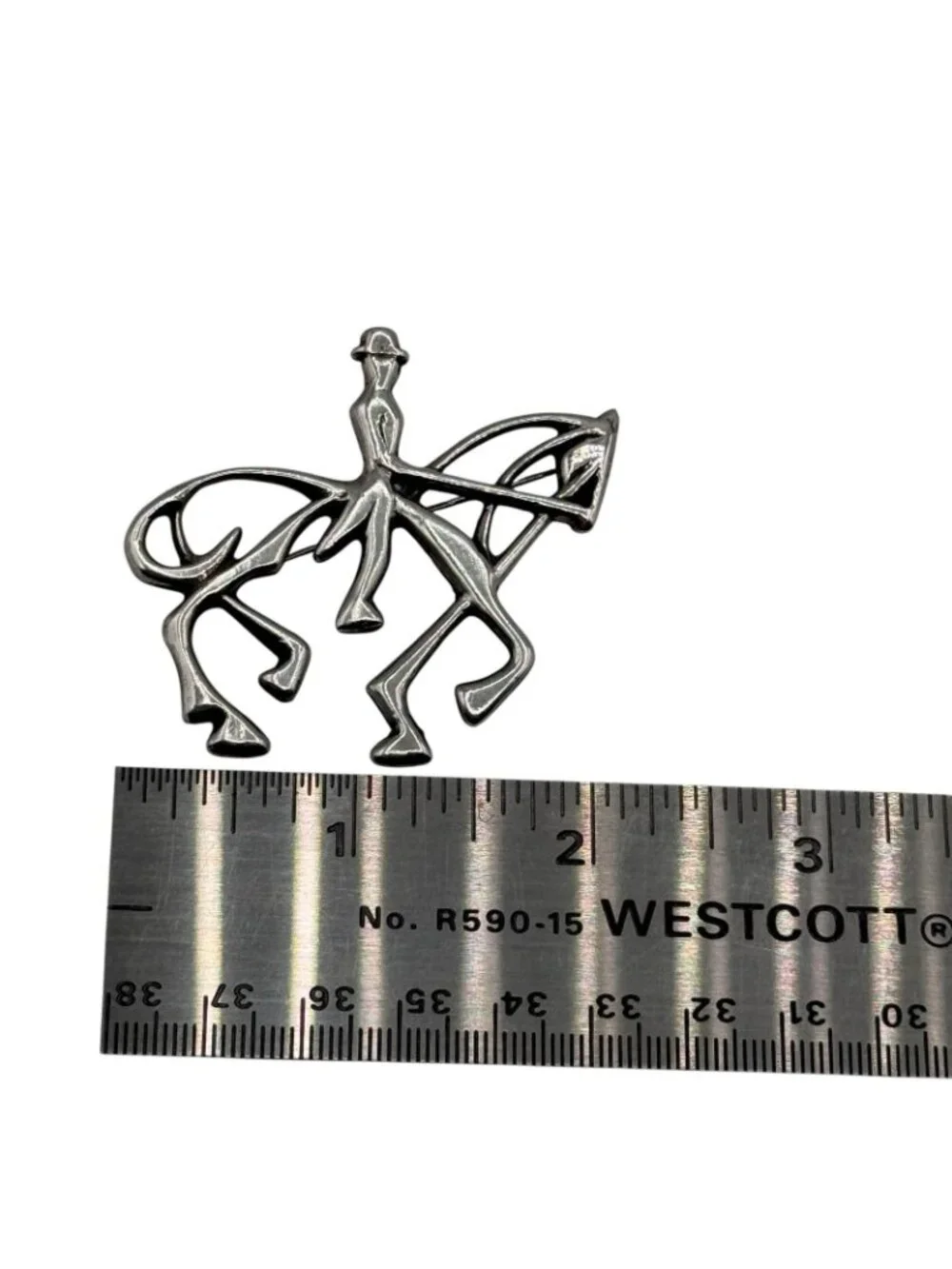 Horse Brooch Pendant Sterling Dressage Rider Equestrian Large 2.25" Signed TPW - Picture 16 of 16